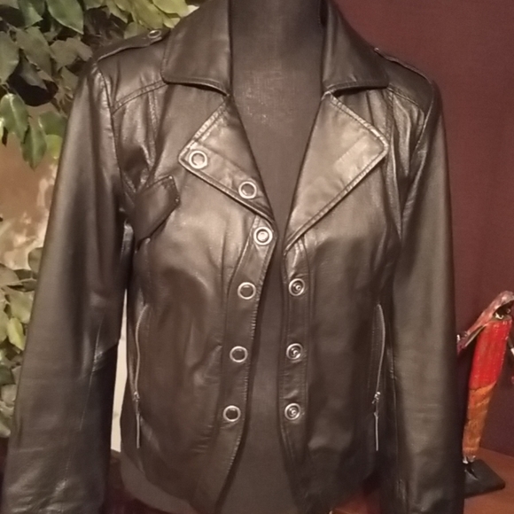 Leather biker jacket - Picture 2 of 3
